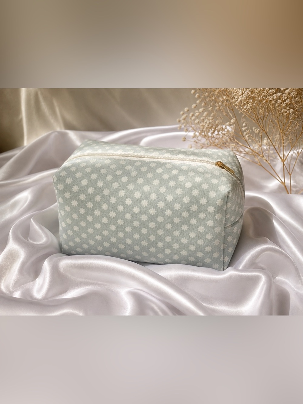 Mint cloudy Zip Cosmetic Pouch
